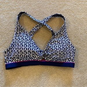 Jag Navy Tiki Geo bikini top (NWT) (Size Small)